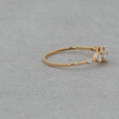 Five Stone Yellow gold round diamond solitaire ring