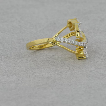 Yellow Gold Pear Diamond Cluster Fashion Ring - Elegant Diamond Ring.