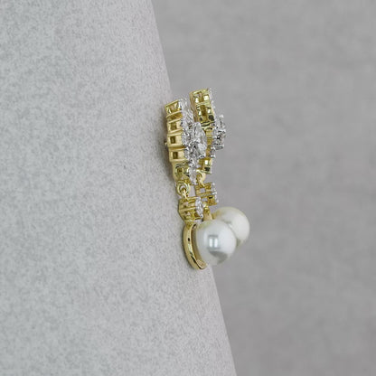 18k Yellow Gold Renaissance Cultured South Sea Pearl & Diamond Flower Drop Earrings