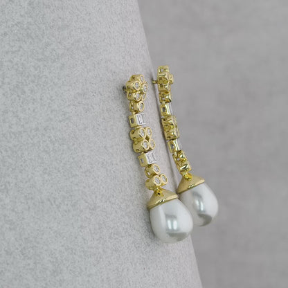 Round Cut Diamond Dangle & Drop Bezel Earrings.