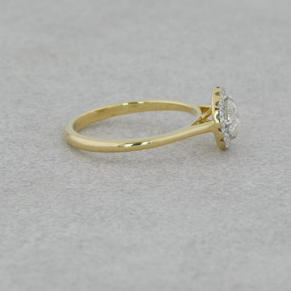 Purecarat Yellow Gold Diamond Halo Solitaire Rings