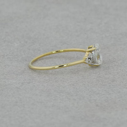 Purecarat Yellow Gold Oval & Pear Trilogy Ring - Three Stone Diamond Engagement