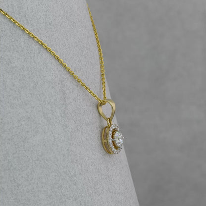 Round Diamond Halo Pendant Necklace