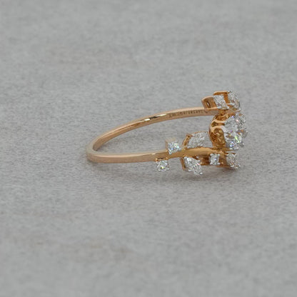 purecarat 14k Yellow Gold Oval Diamond Bypass Engagement Ring