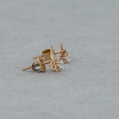 Round Cut Diamond Bow Stud  cute gold earrings design