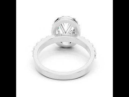 18K White Gold Oval & Round Diamond Drop Ring for Women Everyday Wear Pure Carat