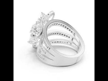 18K Rose Gold Round & Marquise Lab-Grown Diamond Engagement Ring for Women | Pure Carat