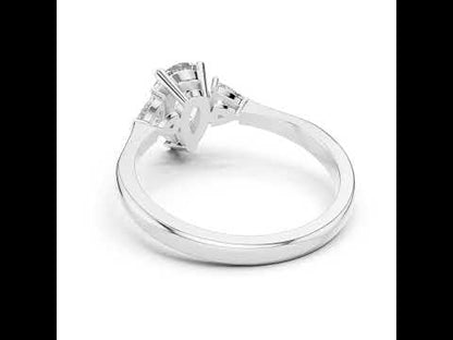 18K White Gold Pear & Trillion Lab-Grown Diamond Drop Ring for Women | Anniversary Gift | Pure Carat