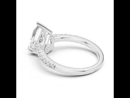 Women's Party Wear Diamond Ring - Pear & Round Cut Diamonds in 18K White Gold - Pure Carat