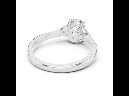 14K White Gold Cushion & Curved Trillion Lab-Grown Diamond Solitaire Ring for Women | Wedding | Pure Carat