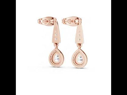 18K Yellow Gold Round & Pear Lab-Grown Diamond Wedding Earrings for Women | Pure Carat