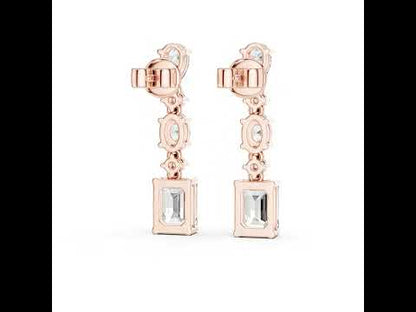 Pure Carat 18K Yellow Gold Pear, Oval & Emerald Cut Diamond Stud Earrings – Pure Carat