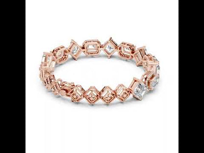 18K White Gold Emerald & Round Lab-Grown Diamond Bracelet for Women - Pure Carat