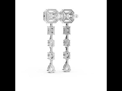 14k White Gold Princess/Emerald/Oval/Marquise Cut Diamond Engagement Stud Earrings | Pure Carat