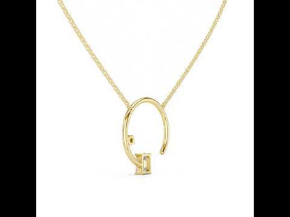 Emerald & Round Lab-Grown Diamond Pendant in 18K Yellow Gold - Pure Carat