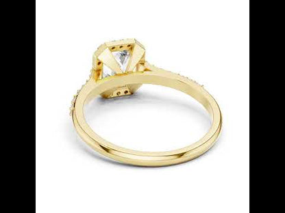 14K Rose Gold Emerald & Round Lab-Grown Diamond Stud Ring for Women | Everyday Wear | Pure Carat