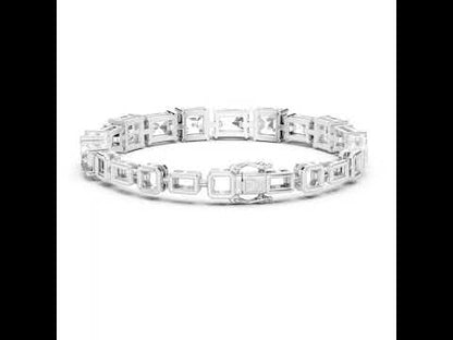 18k White Gold Radiant/Emerald Lab-Grown Diamond Office Wear Bracelet | Pure Carat
