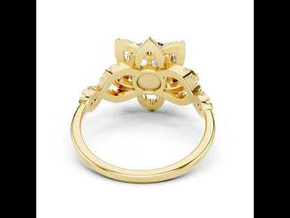 Pure Carat 14K Rose Gold Office Wear Ring with Round Lab-Grown Diamond