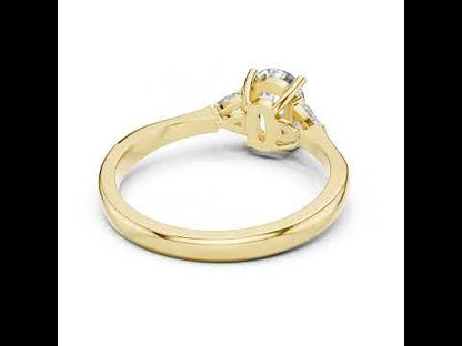 14K White Gold Cushion & Curved Trillion Lab-Grown Diamond Solitaire Ring for Women | Wedding | Pure Carat
