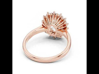 14K Yellow Gold Oval & Round Lab-Grown Diamond Stud Ring for Women | Party Wear | Pure Carat