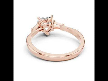 14K Rose Gold Heart & Custom Baguette Lab-Grown Diamond Solitaire Ring for Women | Wedding | Pure Carat