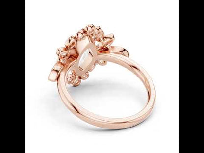 14K Yellow Gold Round & Marquise Lab-Grown Diamond Engagement Ring for Women | Pure Carat