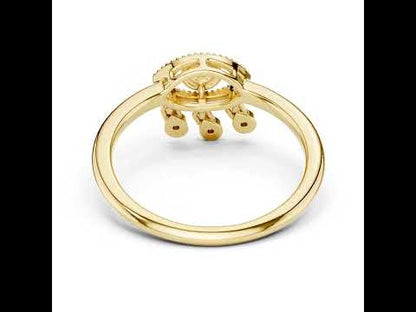 14K Yellow Gold Round Lab-Grown Diamond Drop Ring for Women | Bridal Wear | Pure Carat