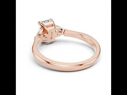 18K Yellow Gold Emerald & Trillion Lab-Grown Diamond Ring for Women | Office Wear | Pure Carat