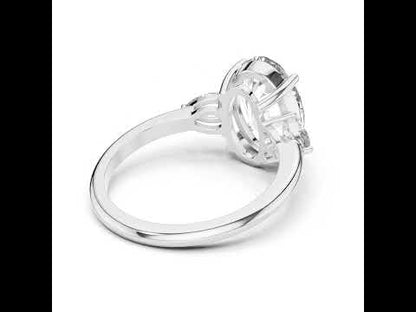 Oval & Pear Lab-Grown Diamond Bridal Stud Ring in 14K White Gold – Pure Carat