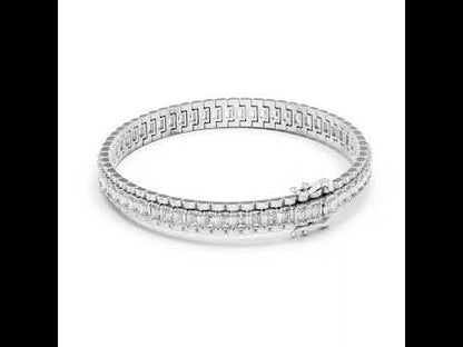 Women’s Wedding Bracelet in 14K White Gold with Emerald Lab-Grown Diamond - Pure Carat
