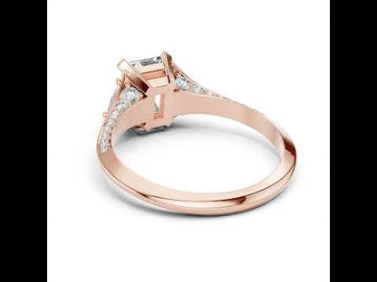 18K Rose Gold Radiant Trillion & Round Lab-Grown Diamond Stud Ring for Women | Office Wear | Pure Carat