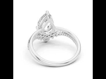 18K White Gold Oval & Round Lab-Grown Diamond Ring for Women – Pure Carat