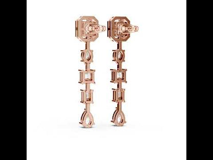 14k Rose Gold Emerald/Oval/Princess/Pear Cut Diamond Party Wear Stud Earrings | Pure Carat