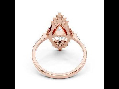 18K Yellow Gold Triangle & Round Lab-Grown Diamond Ring for Women | Wedding | Pure Carat