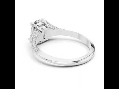 18K White Gold Cushion Trillion & Round Lab-Grown Diamond Solitaire Ring for Women | Anniversary Gift | Pure Carat