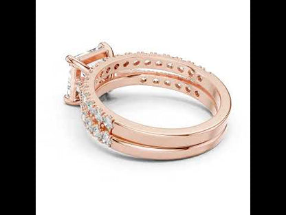 Princess & Round Cut Diamond Stud Ring in 18K White Gold for Women – Pure Carat Collection