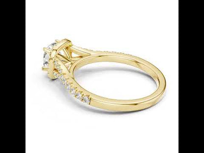 Pure Carat 18K White Gold Stud Ring with Cushion & Round Lab-Grown Diamonds