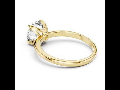 Round Lab-Grown Diamond Ring in 14K Yellow Gold - Elegant Office Wear Ring - Pure Carat