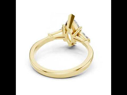 18K Rose Gold Marquise & Custom Baguette Lab-Grown Diamond Solitaire Ring for Women | Party Wear | Pure Carat