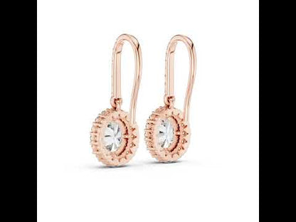 18K Rose Gold Round & Oval Lab-Grown Diamond Wedding Earrings for Women | Pure Carat