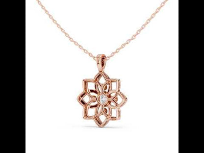 18K Rose Gold Round Lab-Grown Diamond Pendant for Women | Engagement | Pure Carat
