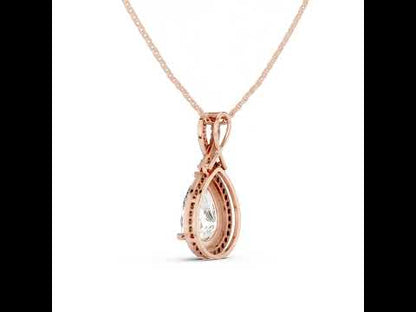 14K White Gold Pear & Round Lab-Grown Diamond Pendant for Women | Engagement | Pure Carat