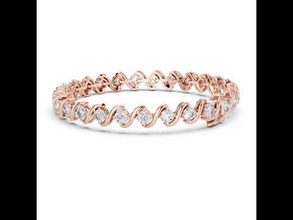 14k Rose Gold Round Lab-Grown Diamond Party Wear Bracelet for Women | Pure Carat