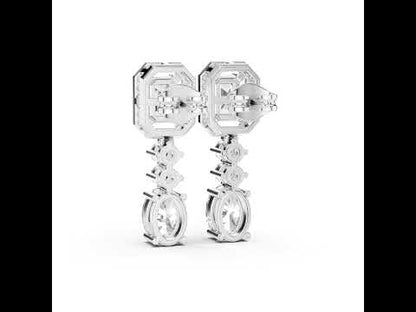 14K White Gold Earrings for Women | Emerald, Oval & Round Lab-Grown Diamonds | Pure Carat