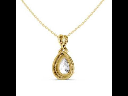 14K White Gold Pear & Round Lab-Grown Diamond Pendant for Women | Engagement | Pure Carat