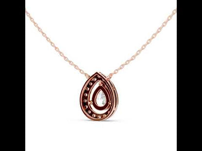 18K Yellow Gold Pear & Round Lab-Grown Diamond Pendant for Women | Anniversary Gift | Pure Carat