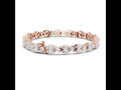 14k Rose Gold Pear/Marquise Lab-Grown Diamond Anniversary Bracelet for Women | Pure Carat