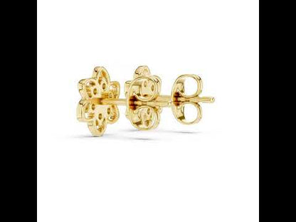 14K Yellow Gold Round Lab-Grown Diamond Earrings for Women | Bridal Wear | Pure Carat