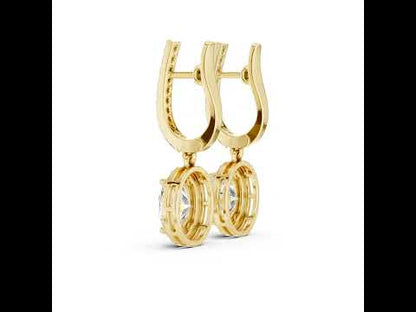 18K Yellow Gold Round & Oval Lab-Grown Diamond Engagement Earrings for Women | Pure Carat