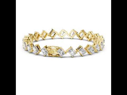 18k Yellow Gold Emerald/Radiant Lab-Grown Diamond Anniversary Bracelet for Women | Pure Carat